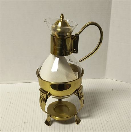 Vintage Princess House Crystal Coffee Tea Pot Carafe With Warming Stand