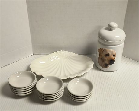 Yellow Lab Storage Contertop Storage Container & Small Bowls