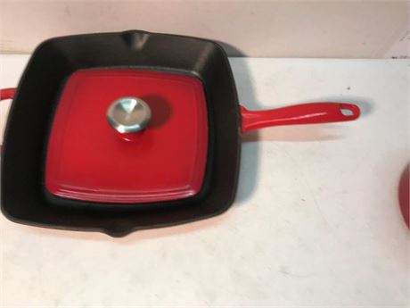 Cast Iron Grill Skillet with Weight