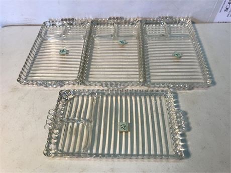 4 Glass "Candlestick" Trays
