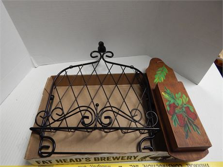 Metal Wall Shelf & Wood Wall Pocket