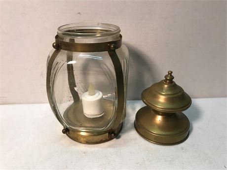 Brass Tone Screw Top Lantern