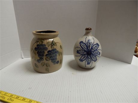 2 Small Pottery Vases