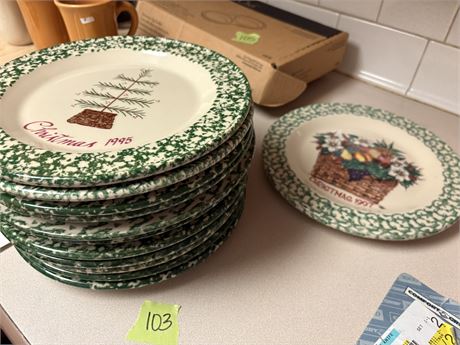 Henn Pottery Christmas Plates