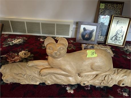 Wood Cat Statue