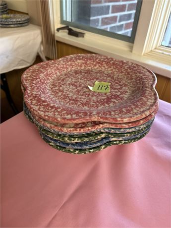Henn Workshops Stoneware Plates, Red and Blue