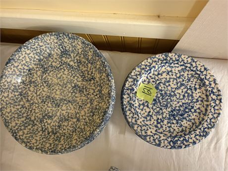 Henn Workshop Stoneware, Blue and Blue Heart Plates and Bowls