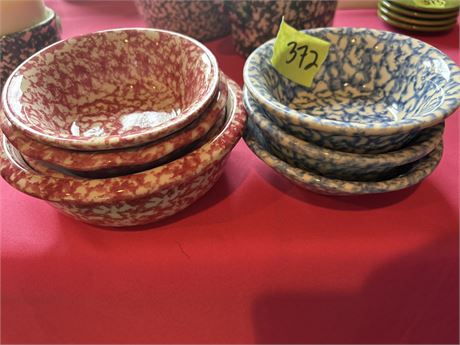 Henn Workshops Blue Speckled Small Bowls (3), Red Speckled (3)