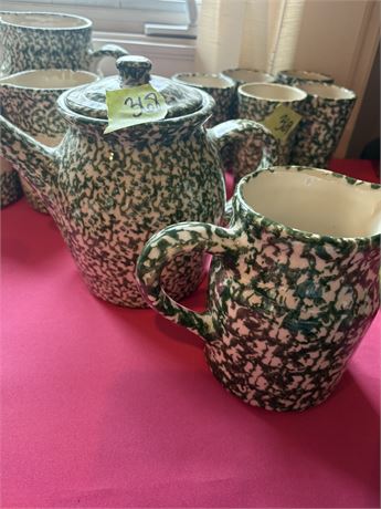 Henn Workshops Green Speckled Pitchers, Teapot (2 Pieces)