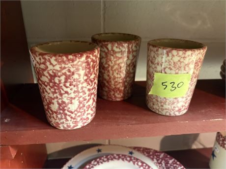 Henn Workshops Red Speckled Pottery Cups (3)