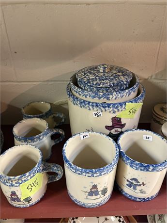 Henn Workshops Snowman Mugs (3) -Crocks NOT Included