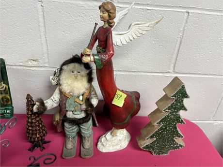 Christmas Decor, Santa, Angel, Trees