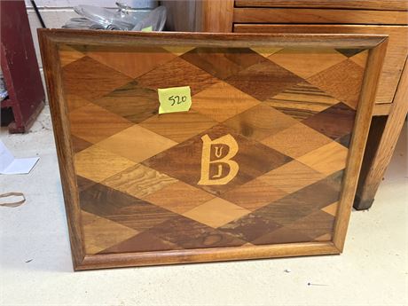 Handmade Wood Tray, Wood Varieties on Back