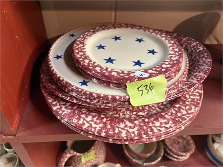 Henn Workshops Red Americana Speckled Plates