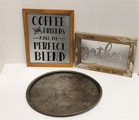 Wood Framed Wall Decor & Bake King Pizza Pan