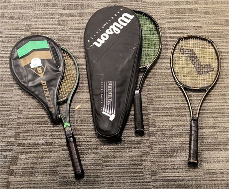 3 Tennis Rackets & 2 Racket Covers