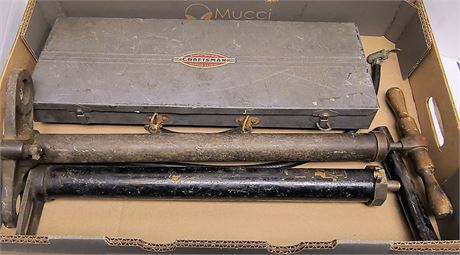 Vintage Craftsman Metal Box & Vintage Tire Pumps