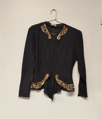 Caron Modes Vintage Black Button Down Shirt