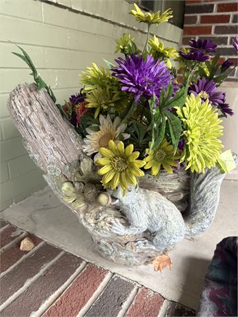 Squirrel Planter and Flowers