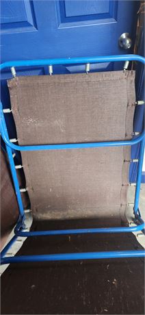 Folding Metal Cot. Shows Some Wear To Fabric