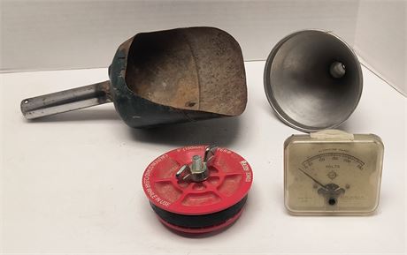 Vintage Ice Scoop & Funnel & Misc. Items