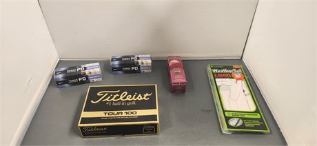 Titleist Golf balls & Weather Soft Women's Golf Gloves & Pinnacle Pink Golf Ball