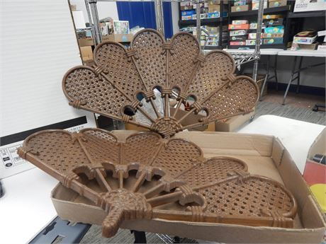 Vintage Faux Wicker Rattan Wall Decor Mid Century Modern