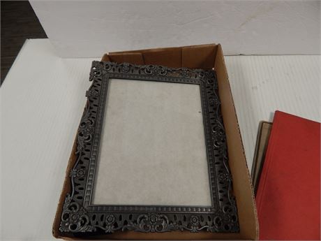 Vintage Picture Frame & Black & White Photo & Yearbook
