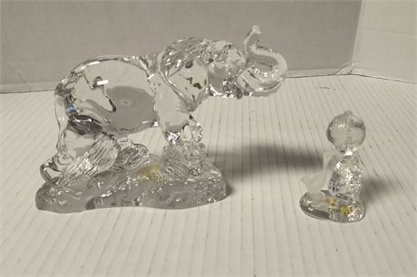 Wonders Of Wild Elephant Glass Statue &  Make A joyful Noise Glass Statue