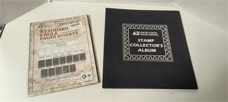 Stamp Collector's Album With Stamps & Standard 9-Hole Pages Inserts