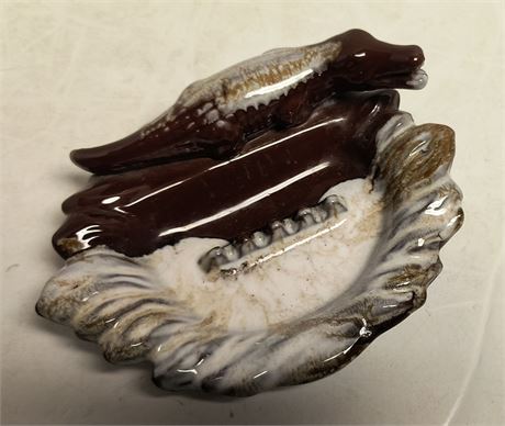 Brown Glaze Alligator Ashtray & Various Collectibles
