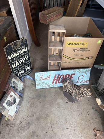 Wood Signs, Bird, Country Decor Lot