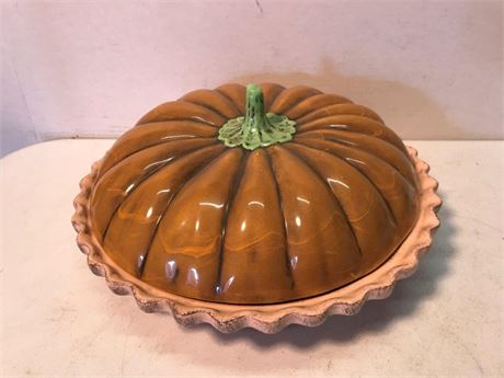 Unmarked Pumpkin Pie Pottery Dish