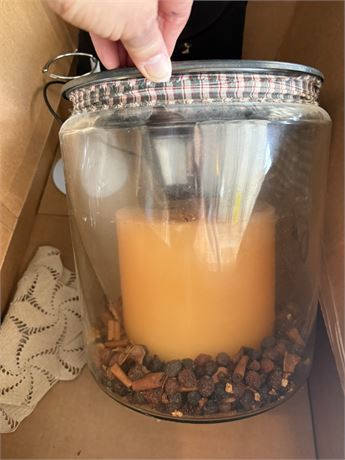 Large Glass Jar and Candle with Star Lid