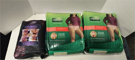 Depends & Always Fit-Flex Adult Underwear. Size Large