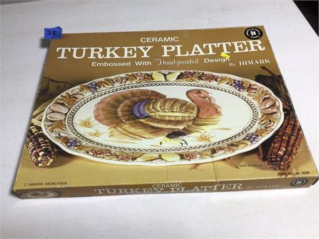 Turkey Platter Embossed & Hand Painted