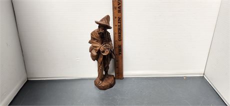 Wood Carved Bare Foot Traveler Statue