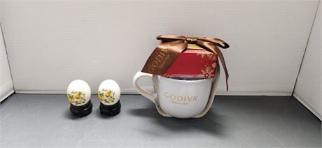 Godiva Cup & Decorative Egg Statues