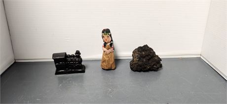 Vintage Native American Girl Candle & Misc. Items