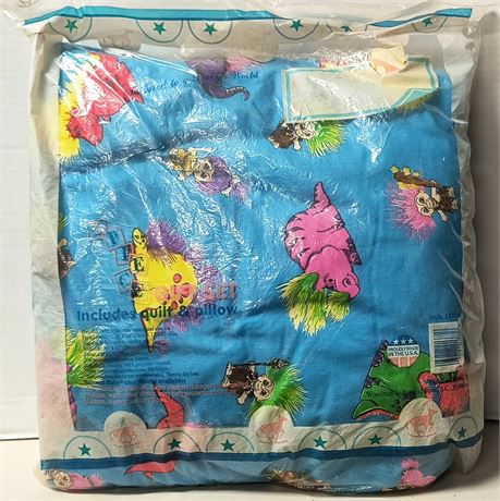 Vintage Troll 2 Piece Quilt & Pillow Gift Set.