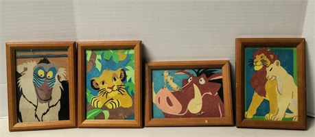 Various Wood Framed Lion King Art