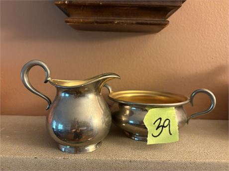 Metal Creamer and Dish