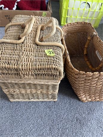Picnic Basket and Woven Hand Bag