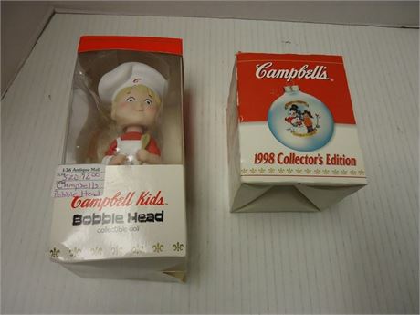Campbell Kids Bobblehead & Campbell's Ornament