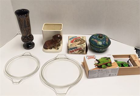 Thomas The Train Toy & Adult Themed Mamma Hair Brush & Misc. Glassware