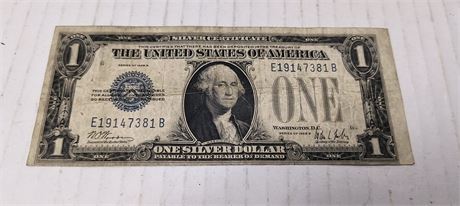 1928 B $1 Dollar Silver Certificate Blue Seal Note " Funnyback"