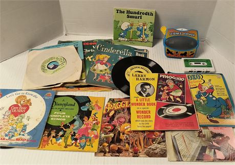 Lot Of Kid Books & Records. One Record Broken & Science Viewer & Cassette Tape