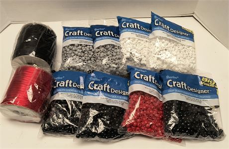 Lot Of Craft Beads & Craft String