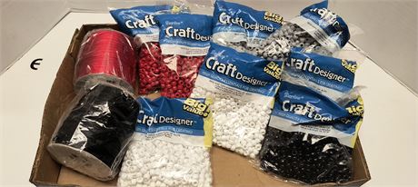 Lot Of Craft Beads & Craft String