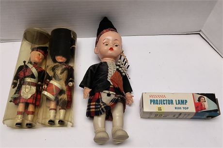 Vintage Dolls & Sylvania Projector Lamp Blue Top